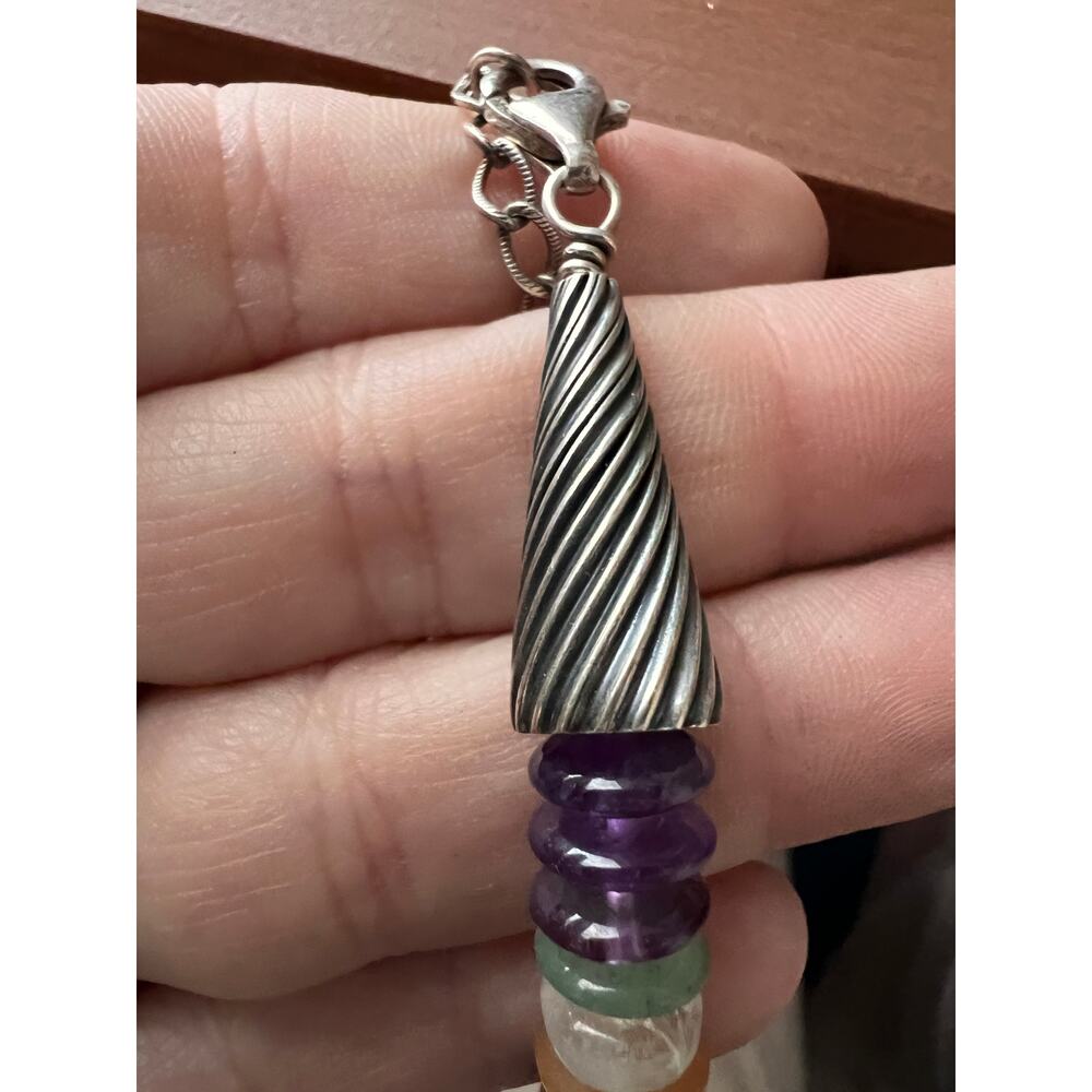 Sterling Stone Necklace 24” Amethyst Turquoise Lapis Quartz 925 Carolyn Pollack - Picture 6 of 8